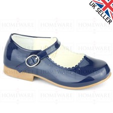 GIRLS SPANISH STYLE SHOES MARY JANE SHINY PATENT PINK WHITE NEW DESIGNER UK8-2