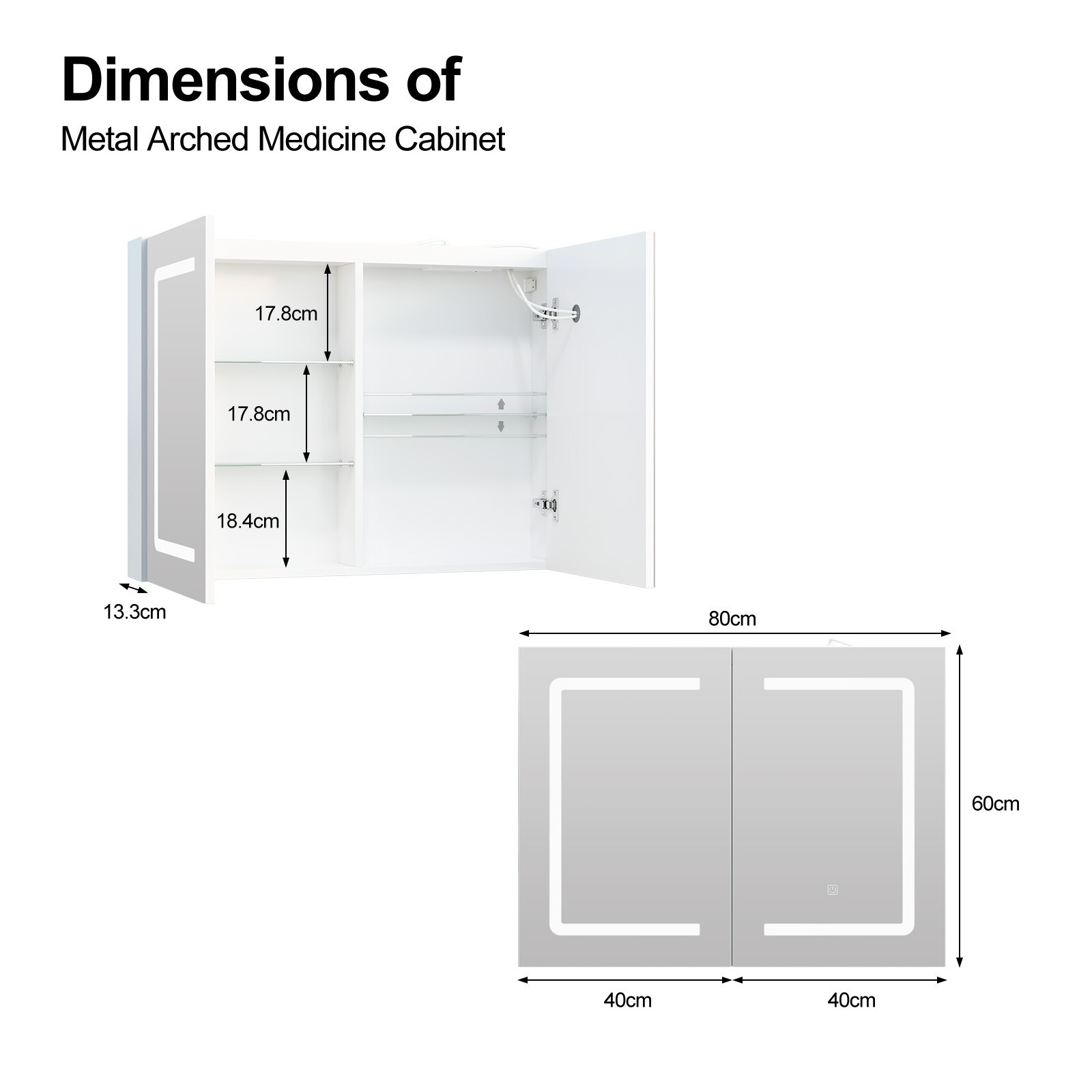 24" x 32" LED Bathroom Medicine Cabinet Lighted Large Mirror Cabinet with Socket