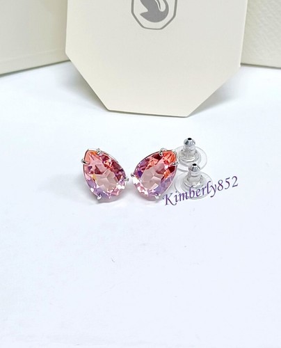 Swarovski Gema Stud Earrings Teardrop Cut Pink Crystal RHS Authentic NEW 5614455 - Picture 8 of 10