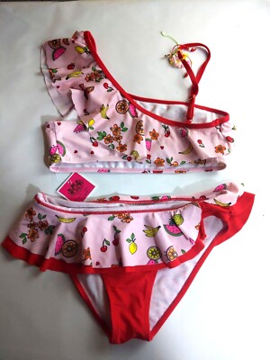 Juicy Couture Black Label Girls 12, Pc Swimsuit Bikini Pink Fruity Suit  NWT