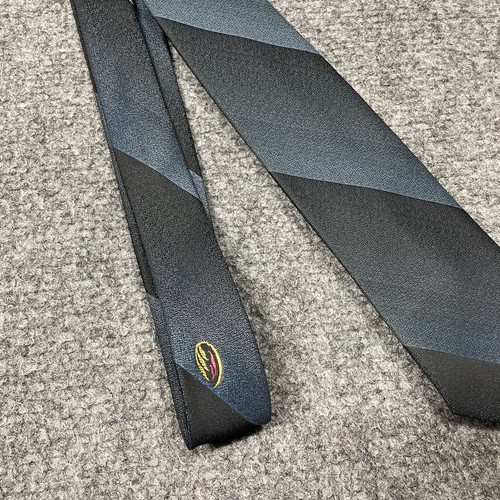 Corbata a rayas de sombra vintage años 50 Dacron poliéster azul negro rockabilly atómico - Imagen 3 de 8