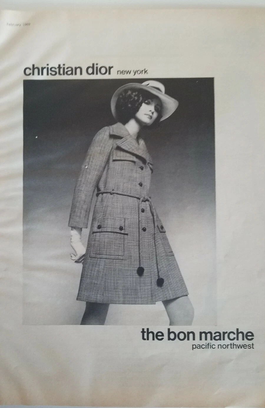 1969 Femme Christian Dior Ceinture Manteau Ceinture Vintage Mode