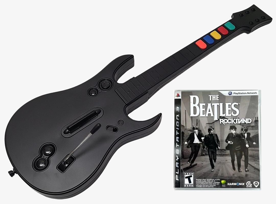 NEW PS3 Guitar Hero Controller + Beatles Rock Band Game Set Kit