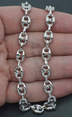 925 Sterling Silber gepufft Mariner Kette Halskette 28,3 g 8,1 mm 18''- 24''