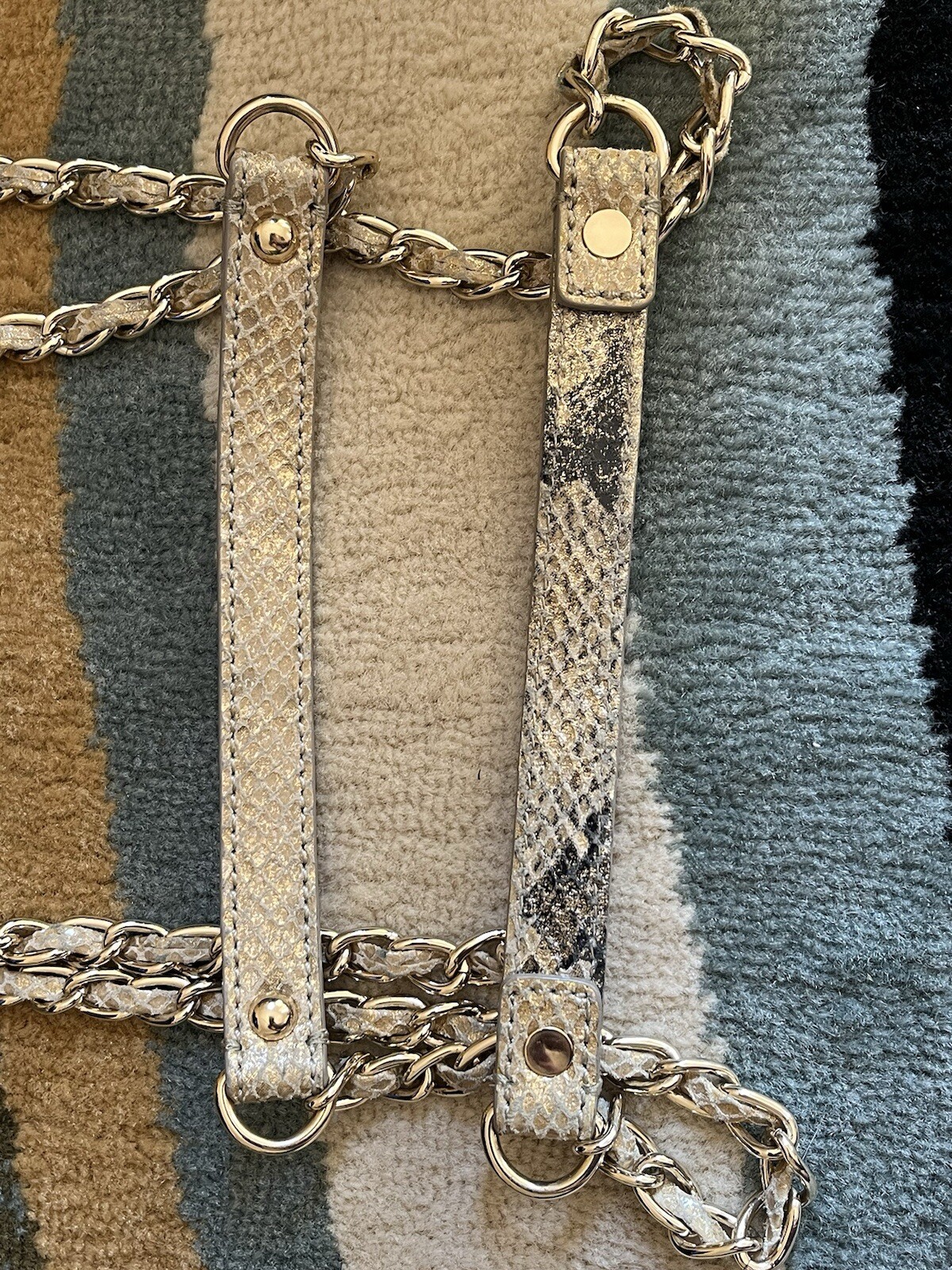 DKNY Python Snakeskin Leather CHAIN STRAP Handbag… - image 17