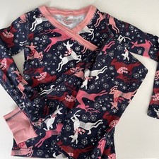 Hanna andersson 110/120 Size 5/6 Pajamas Pjs Navy Christmas Winter Reindeer