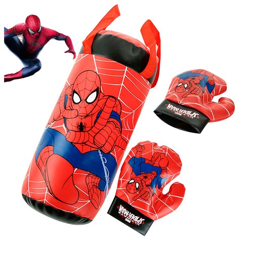 Avengers Spiderman Boxing Gloves Set Kids Sports Punching Training Bag