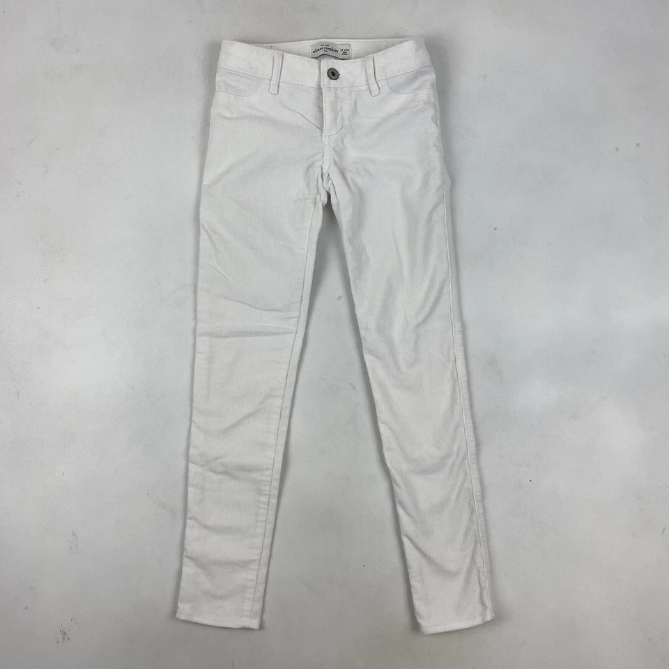 Pantalones de mezclilla ajustados de pana blancos para niñas Abercrombie talla 12 ajustados elásticos Foto 2 de 4