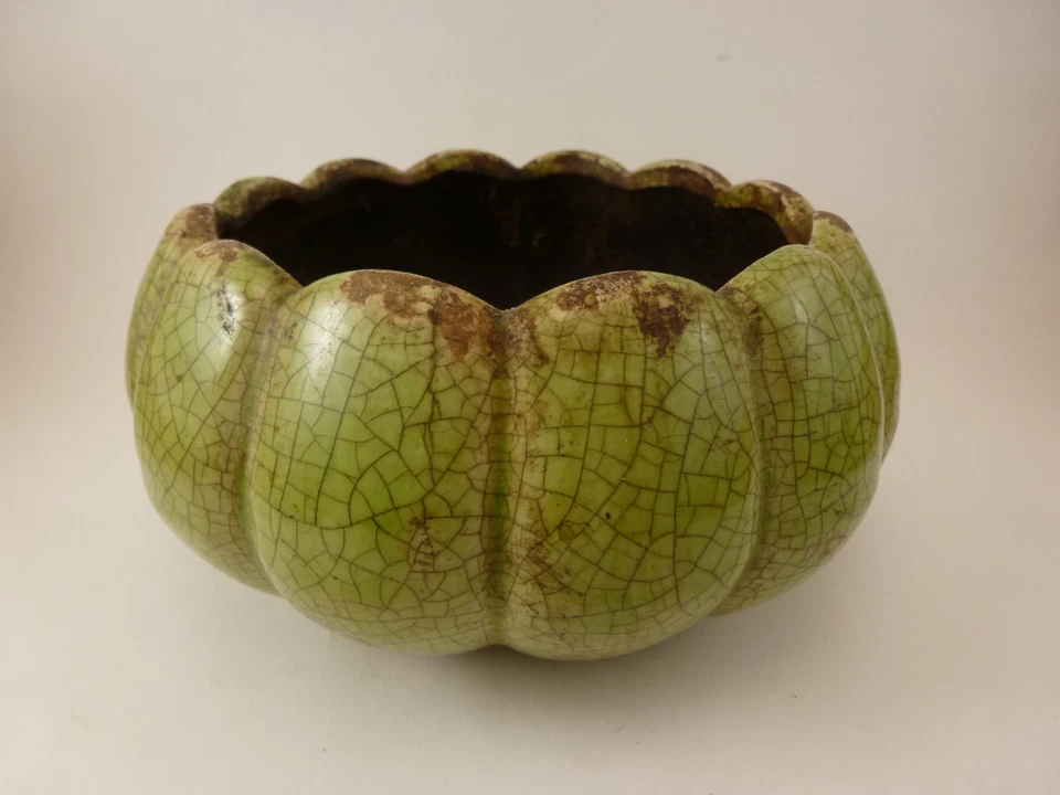 Китайский зеленый зубчатый горшок или чаша с трещинами глазурь - Изображение 3 из 4