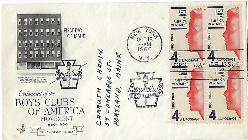 3 '60 FDCs100th Anniv. of The Boys' Clubs of America SC#1163