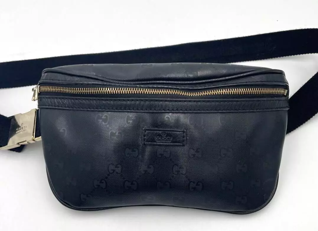 GUCCI GG noir taille cul sac bandoulière ceinture PVC cuir femmes 233269 520981