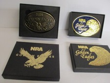 Two 2  NRA Golden Eagles Belt Buckles, National Rifle Association New NIB