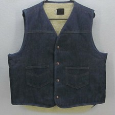 ROEBUCKS SEARS Mens WESTERN DENIM BIKER SHERPA LINED VEST LARGE VTG. 50s / 60s