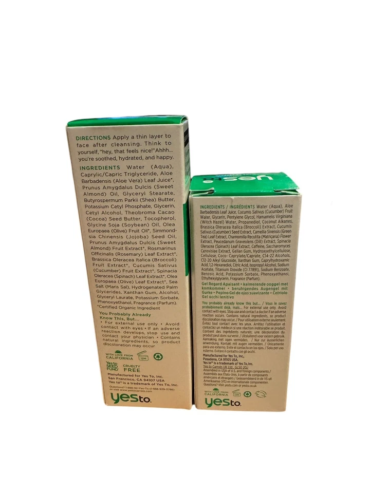 Yes To Cucumbers Soothing Sensitive Skin Moisturizer 50ml & Eye Gel 30ml NEW - Image 3 of 4
