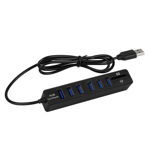 USB 6 Port Hub MicroSD SD SDHC Card Reader PC Laptop Type A Combo Data Adapter - Picture 8 of 11