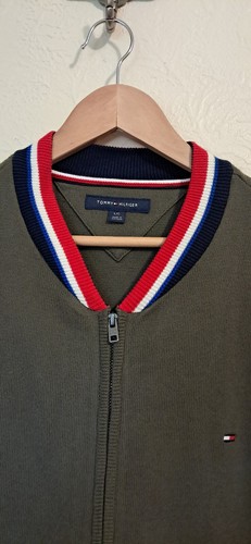 Tommy Hilfiger Knit Cardigan Sweater Jacket Men L Full Zip Green Long Sleeve - Picture 5 of 9