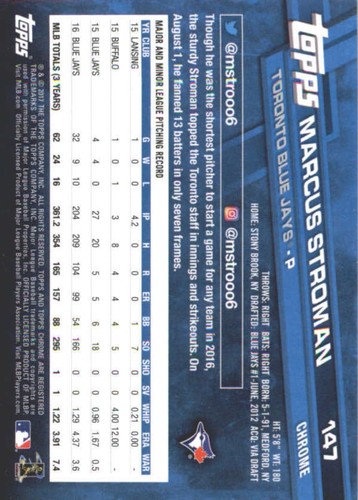 MARCUS STROMAN 2017 TOPPS CHROME SAPPHIRE EDITION #147 ONLY 250 MADE - Picture 2 of 2