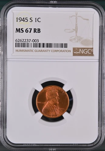 1945-S  1C RB   Lincoln Wheat One Cent NGC MS67RB  6262237-003