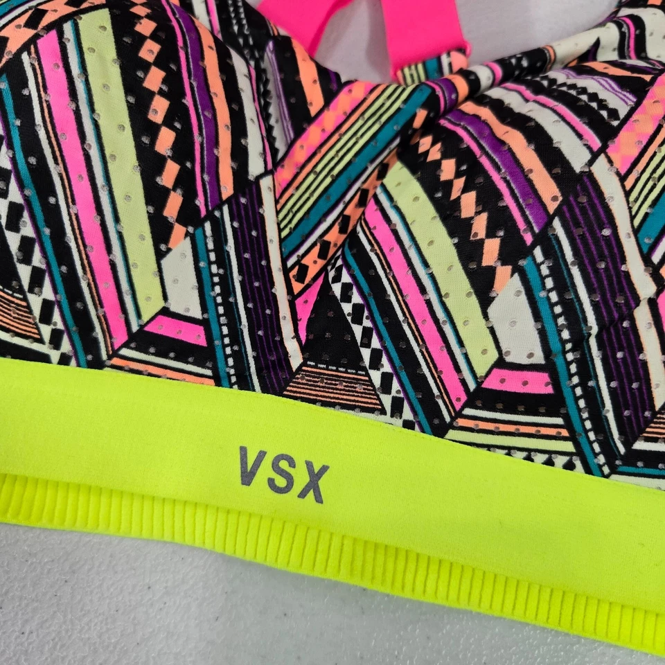 Victoria's Secret Women Sports Bra 32A Pink Striped Geometric Padded Adjustable - Image 3 of 4