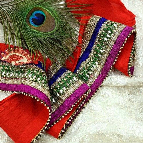 Vintage Multi Sari Border Pure Chiffon Silk Hand Embroidered 1yd Craft Trim Lace - Picture 13 of 14