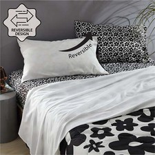 Urban Shop 6 Piece Black and White Floral Mix and Match Sheet Set, Twin/XL