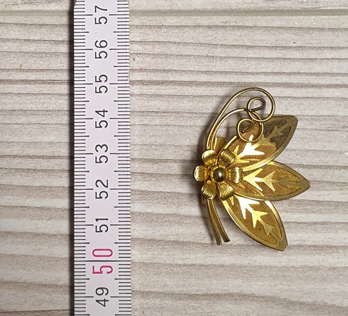 Spilla antica fiori color oro gioielli tradizionali design retrò vintage - Foto 7 di 7