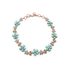 Natural Turquoise Peridot Topaz Rose Gold Plated Silver Floral Bracelet Jewelry