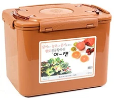 E-Jen Kimchi Sauerkraut Fermentation Container with Inner Lid Brown 4.4 gal/ 17L