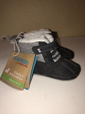 Toddler 6-12 Mos. Black Gray Shoe Stage 1 Pre Walker Stride Rite Fleece Lined  