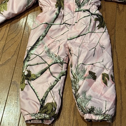 Browning Girls Pink RealTree Insulated Bib Overall Pants 4T Outerwear Coveralls - Picture 5 of 13