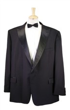Lauren Ralph Lauren Black 2-Btn Peak Lapel Tuxedo Wedding Wool Suit 54L