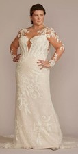 Galina Signature Sheer Corset Bodice Sheath Wedding Dress SWG942 Size 14 Altered