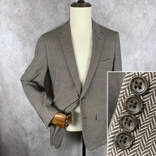 Bonobos Blazer Jacket Men 40R Slim Brown Herringbone Lanificio Fortex Unlined