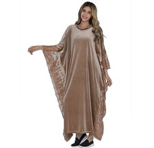 Luxury Stretch Caramel Color Velvet Kaftan with Lace One Size Fits Most