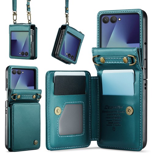 CaseMe-C22 For Samsung Z Flip7 Flip Wallet Case Card Holder Cover Shoulder Strap - Picture 19 of 39