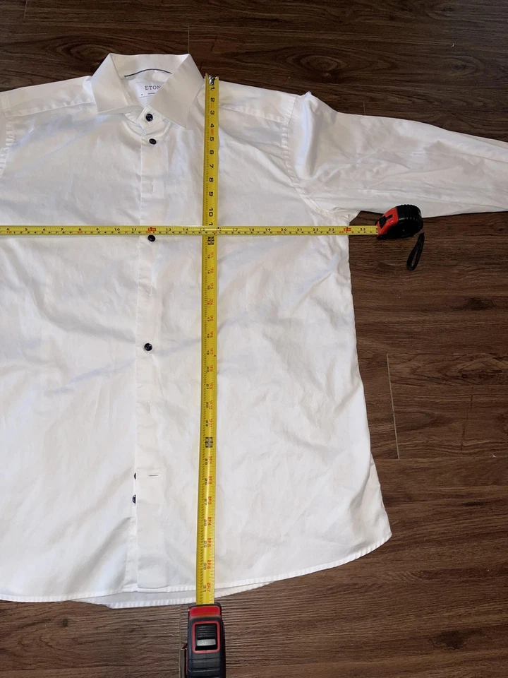 Eton Dress Shirt Mens 18 46 White Signature Twill Contemporary Spread Collar - Image 4 of 4