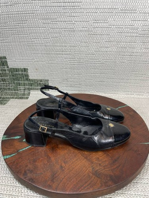 #ad Tory Burch Heels Womens Size 8.5 M Cap Toe Slingback Pump Black Leather Block $54.99