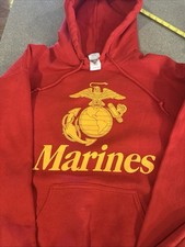 U.S. Marines Men's Gildan Cotton Red Hoodie Sweatshirt Size M Used