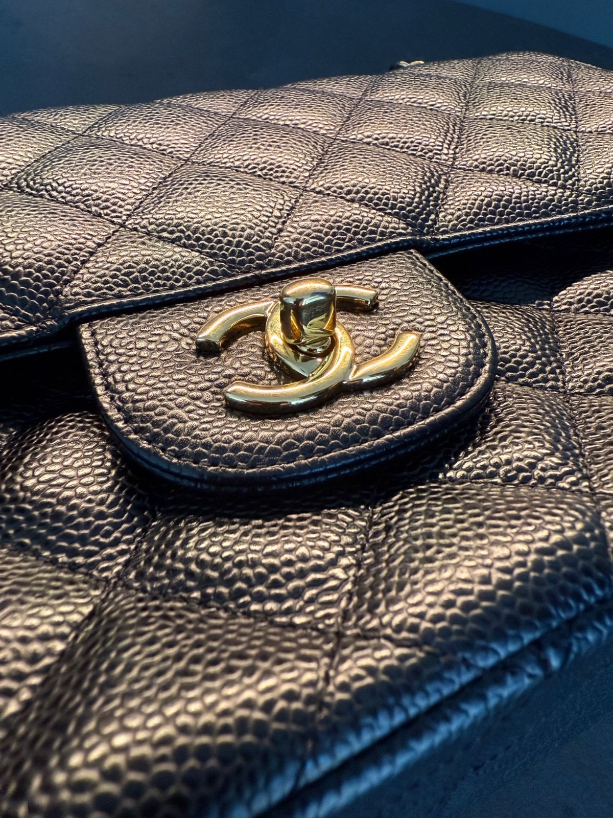 Chanel Jumbo Double Flap Bag Black Caviar  Leather Authentic image 10