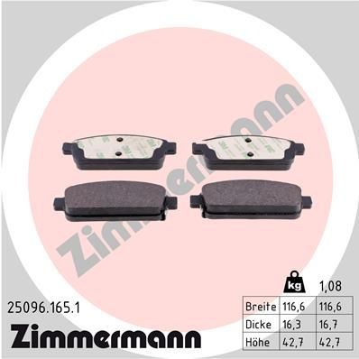 Zimmermann Bremsbelagsatz, Scheibenbremse 25096.165.1 FüR Opel Chevrolet-image