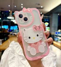 Shockproof Hello Kitty Glitter Tpu Case Pink W Mini Mirror Iphone 16 Plus