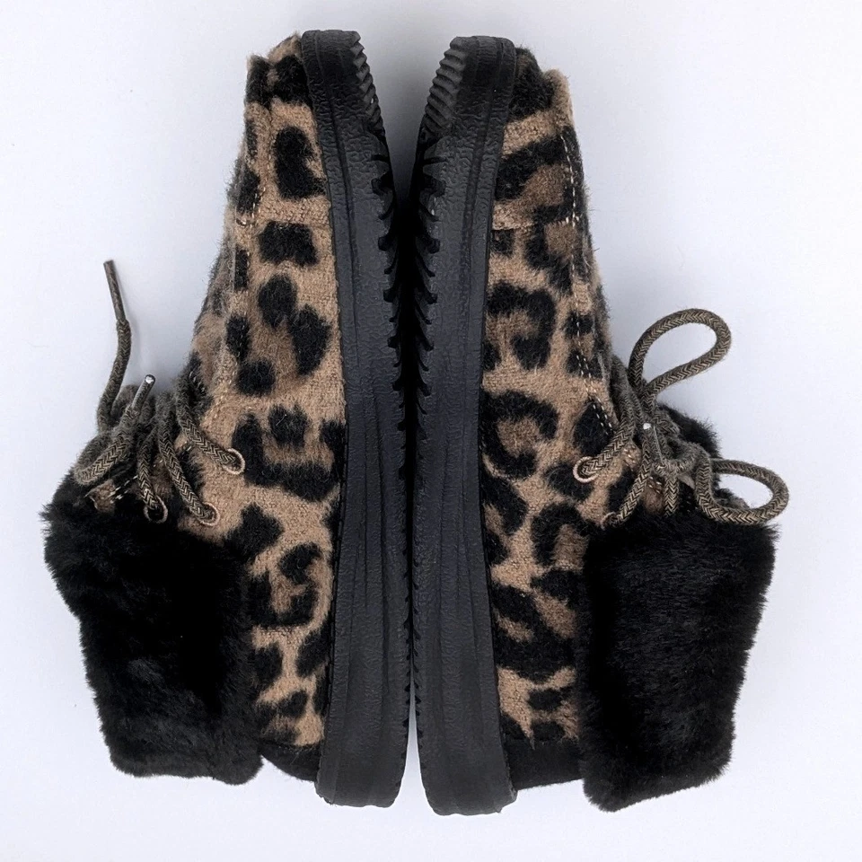 Hey Dude Britt Zapatos Leopardo Leo Nuez Marrón Piel Forrada Botas Para Mujer 6 Sin Cordones Foto 3 de 4