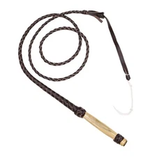 4 FT Brown Real Leather Braided Bull whip