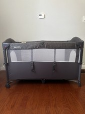 Baby Bassinet Bedside Crib, Pack and Play with Mattress, Diaper Changer, Gray