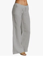NWOT Chartou lightweight Beach yoga Wide-Leg Pants / light grey medium