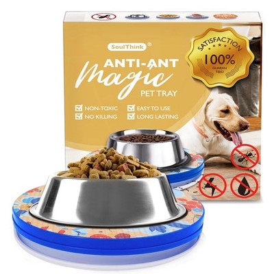 Ant Proof Pet Food Bowl Tray for Cats & Dogs, No Chemicals Orchid Flower