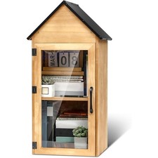 Outdoor Double Deck Waterproof Library Box W/ Glass Door Book Organizer