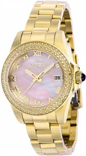 Invicta Angel Date Quartz Crystal Pink Dial Ladies Watch 41551
