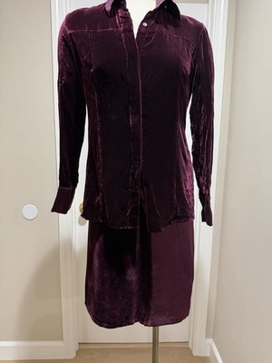 Anthropologie jois & jo crushed velvet and silk set Skirt & Blouse Top M/42. #56