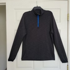 Asics 1/4 Zip Long Sleeve Heathered Dark Gray Performance Pullover Size Medium